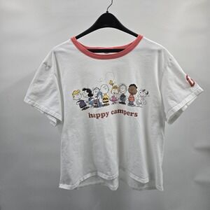 Peanuts Snoopy T-Shirt Happy Campers Woodstock Women's Size XXL White